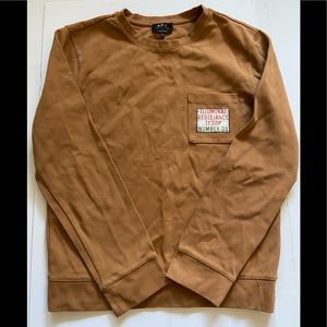 A.P.C Brown Crew Neck with Graphic Front Pocket